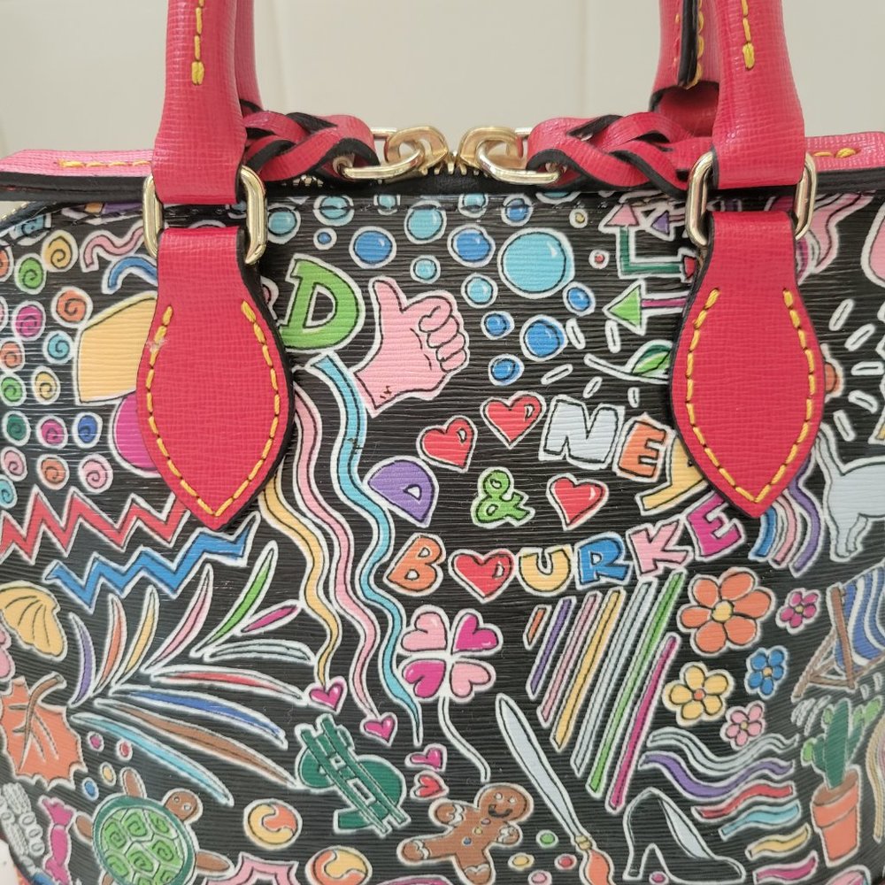 DOONEY & BOURKE Small Red Printed Leather Handbag Crossbody Bag - Picture 6 of 16